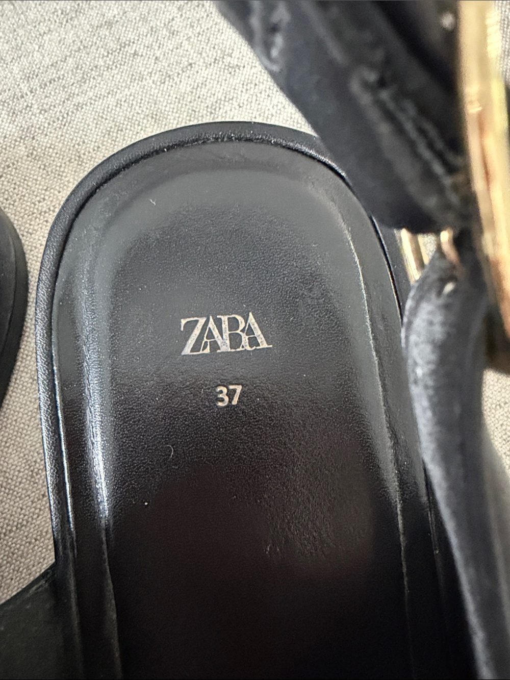 Zara Black 100% Leather Crisscross Slingback Sandals with Gold Buckles - Picture 2 of 9